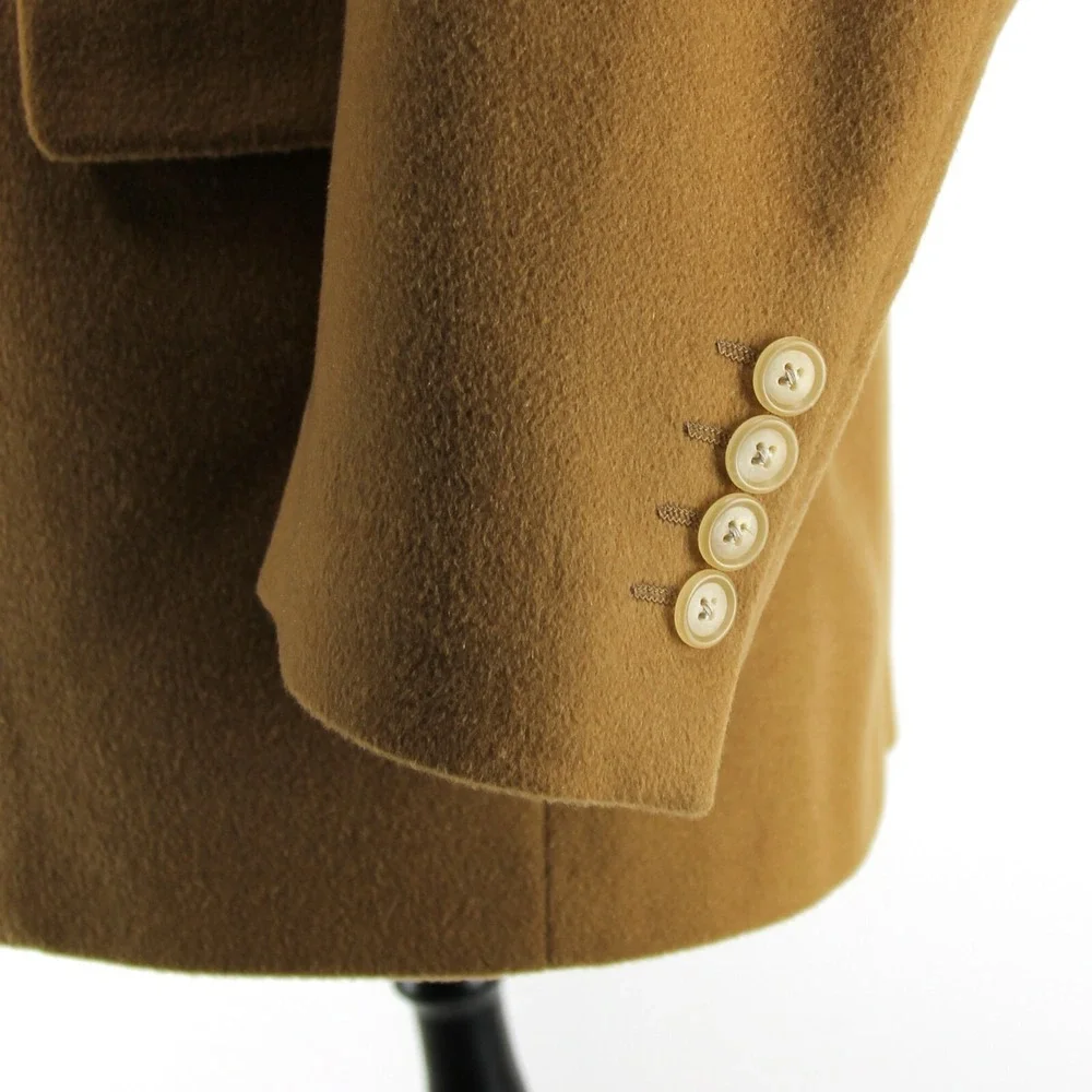 Lands' End 100% Cashmere 2 Button Sport Coat Mens Sz 42 Regular Tan Single Vent